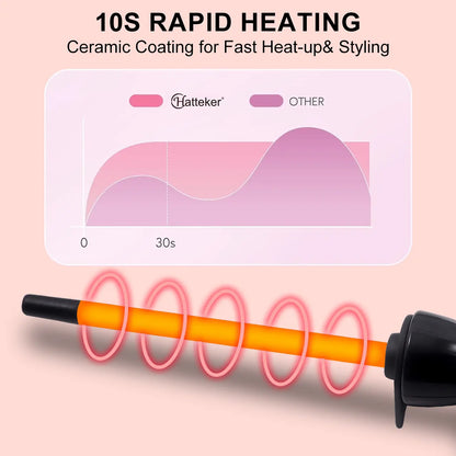 Hatteker 3/8 Inch Hair Curling Iron,9mm Tiny Curling Wand for Home & Salon Use,Portable Hair Styling Tool for Women & Girls,for Short & Long Hair