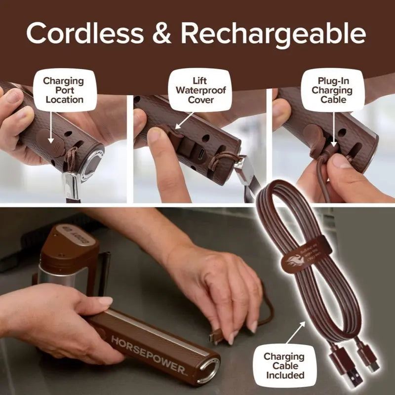 Horsepower Giddy Up Bristle-Free Electric Grill Brush Cordless Stainless Steel Grill Brush with 350 RPM Power for Safe BBQ Cleaning