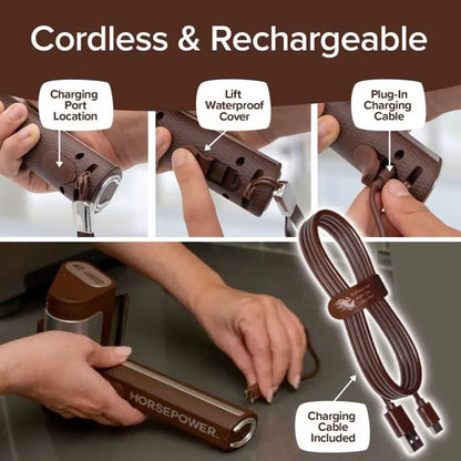 Horsepower Giddy Up Bristle-Free Electric Grill Brush Cordless Stainless Steel Grill Brush with 350 RPM Power for Safe BBQ Cleaning