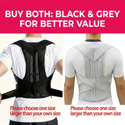 Reinforced Lumbar Posture Support Vest Back Belt. Adjustable Shoulder Spine Straightener with Neck Guide. Breathable Mesh Upper Body Brace for Men Women. Ergonomic Fixation Strap. Comfortable Home Office Gym Sports Gear. Black Daily Wellness Essentials.