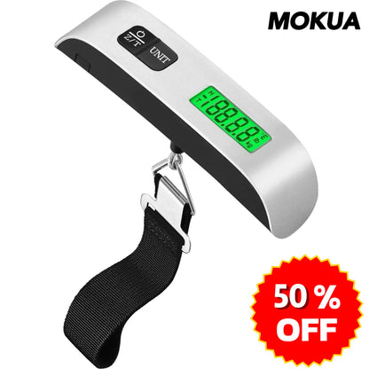 MOKUA Portable Digital Luggage Scale, Pet Scale for Accurate Weighing, 110lbs Hanging Baggage Scale with Backlit LCD Display, Portable Suitcase Weighing Scale, Travel Luggage Weight Scale with Hook, Strong Straps for Travelers