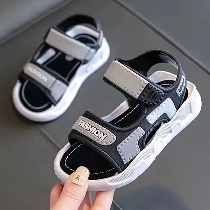 Boys' Sandals - Soft Sole, Closure, Lightweight PVC Upper & Black Rubber Sole, Casual Beach Shoes Youngsters