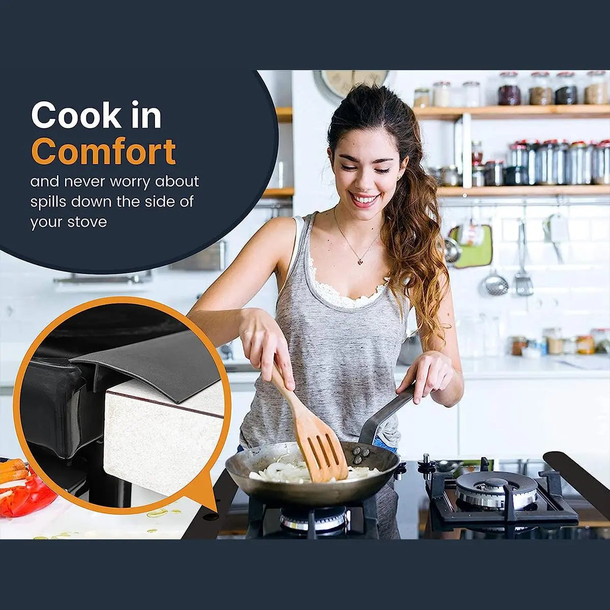 Silicone Gap Sealing Strip, 1-Pack High-Temperature-Resistant Countertop Seal, Prevent Spills & Keep Kitchen Gaps Clean