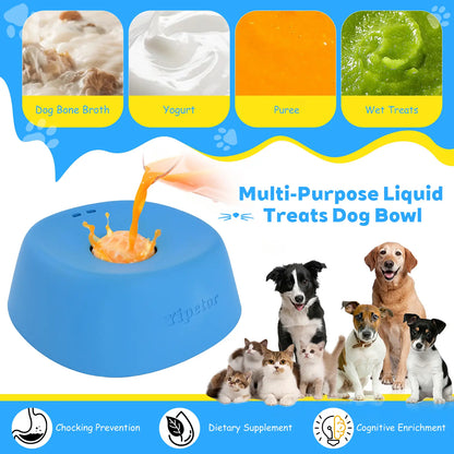 Yipetor Slow Feeder Dog Bowls for Liquid Treat, [Built-in Rolling Ball] No Spill Bone Broth Dog Licking Bowl, Multi-Purpose Puppy Yogurt Feeder Bowl for All Breeds Dietary Supplement/Post-op Nutrition Feeding.valentines gift for pets
