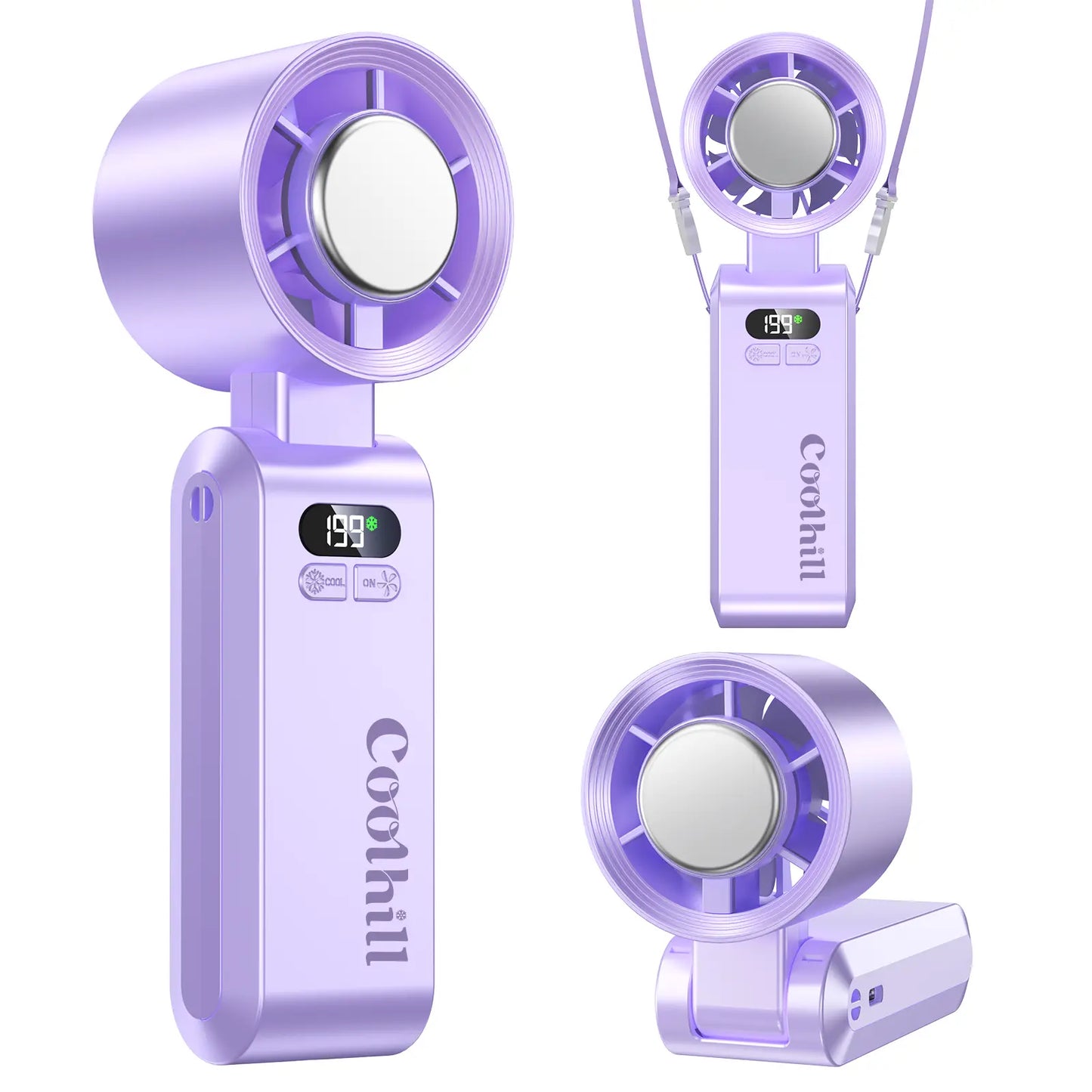 CoolHill ice fan Portable Handheld High Speed Fan 199 Adjustable Levels Foldable for Summer  Travel Vacation Essentials& Outdoor Activities with 13000 RPM Turbine Engine cool fan