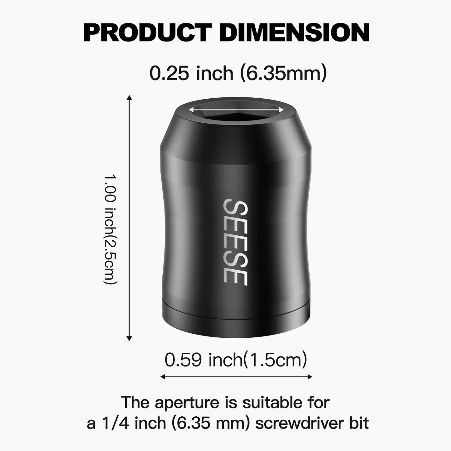 SEESE Strong Magnetic Screw Ring: 1/4 Inch/ 6.35 mm Universal Magnetic Screw Holder - Removable Magnetic Screwdriver Drill Bit Holder for Hex Screwdriver and Power Bits