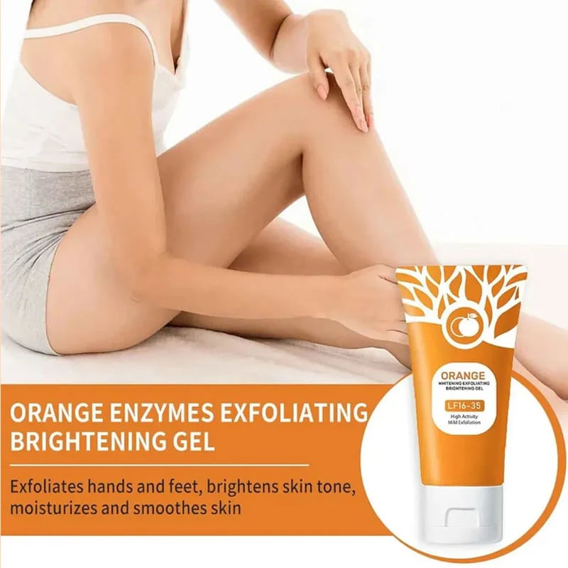 Brightening Exfoliator Gel: 94% Saw Brighter Skin in 7 Days | Orange Enzyme + Hyaluronic Acid | Vegan & Sensitive Skin Friendly | Face & Body | 100g