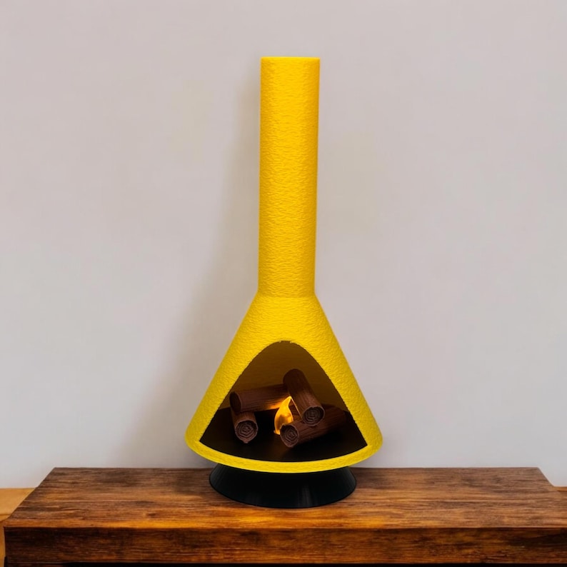 Miniature Mid-Century Modern-style LED Fireplace