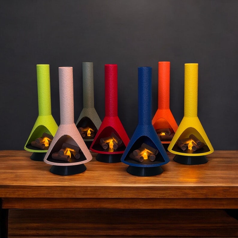 Miniature Mid-Century Modern-style LED Fireplace