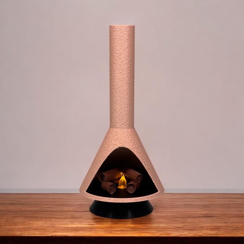 Miniature Mid-Century Modern-style LED Fireplace