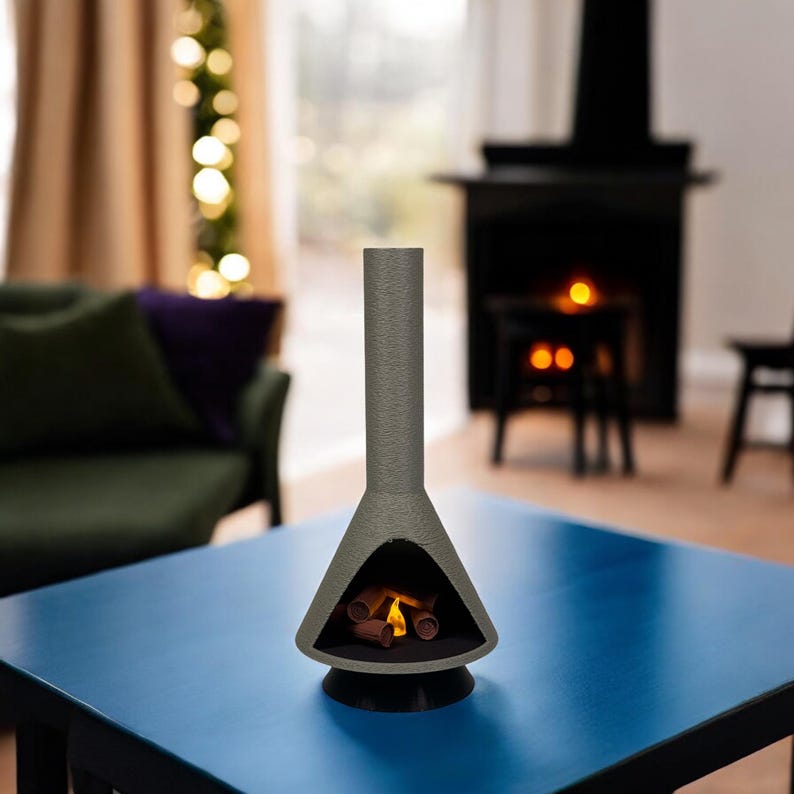 Miniature Mid-Century Modern-style LED Fireplace