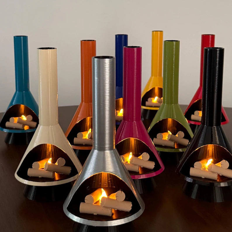 Miniature Mid-Century Modern-style LED Fireplace