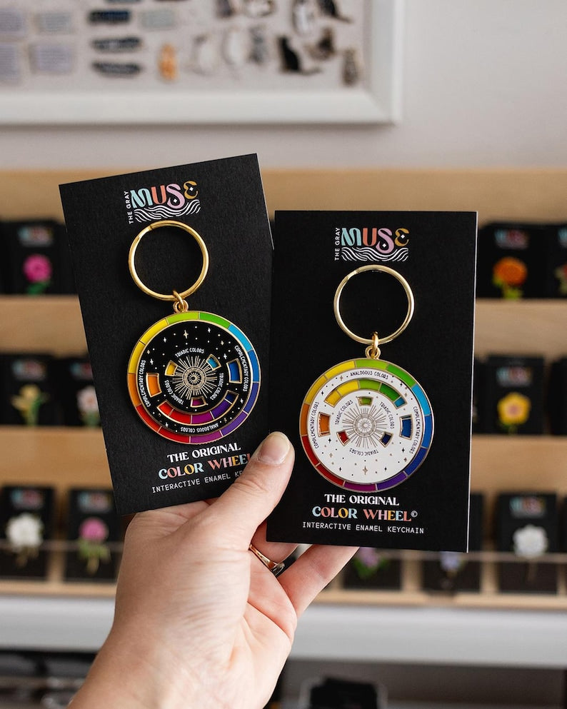 Black/Gold or White/Gold Interactive Keychain ORIGINAL, Moving Jewelry Accessory, Creative Artist Gift, Art Interactive Spinner