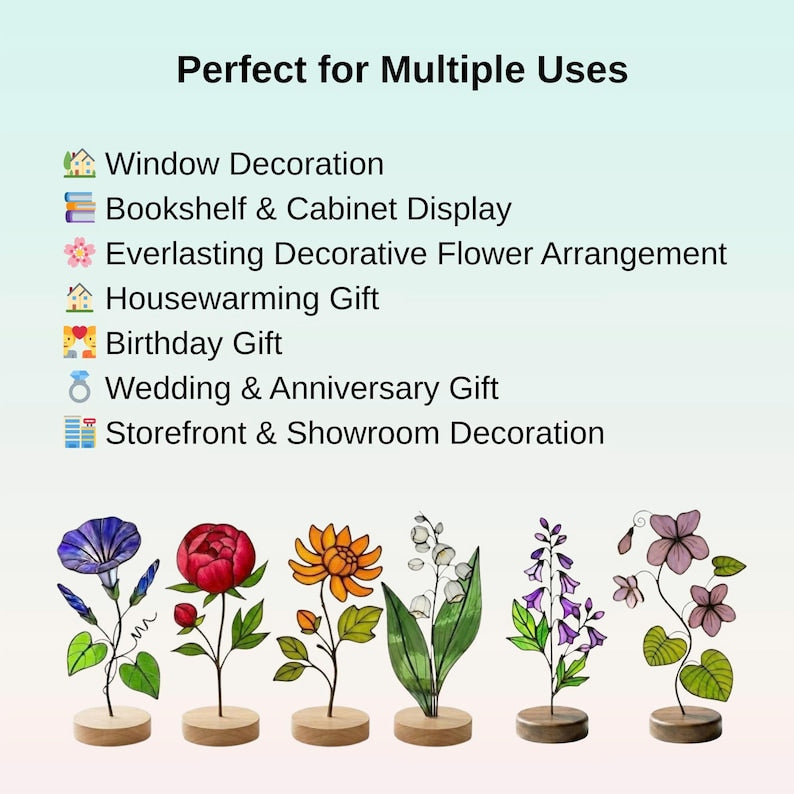 Stained Glass Birth Month Flower, Personalized Birthday Gift for Her, New Mom Baby Name Sign, Grandma Garden Family Tree, Best Friend Gift