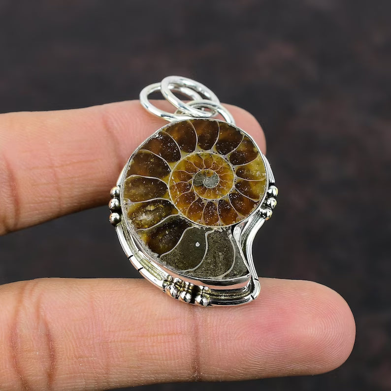 Precious Cambrian ancient conch fossil pendant