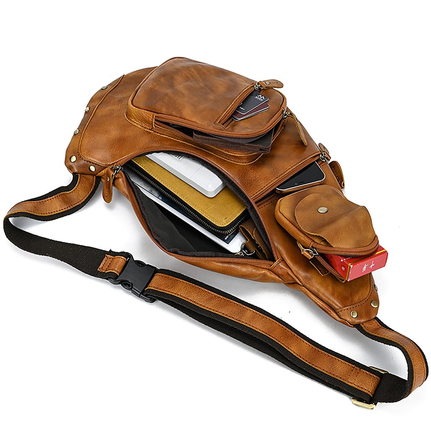 The Vintage Men’s 100% Full-Grain Cowhide Leather Sling Bag