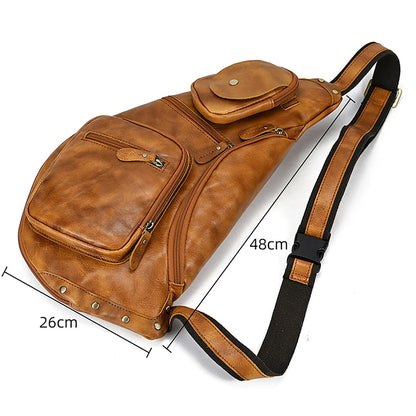 The Vintage Men’s 100% Full-Grain Cowhide Leather Sling Bag