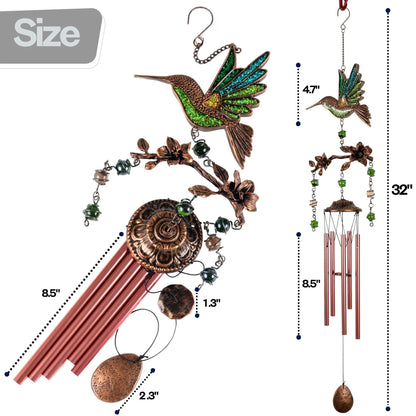 32" hummingbird Wind Chimes for Outside, home decor and garden art